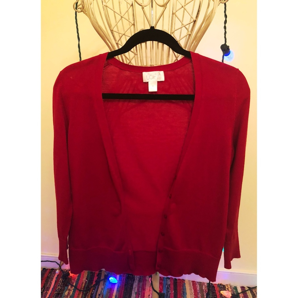 Ann Taylor Loft Red Cardigan